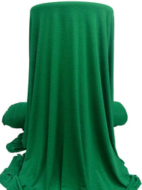 Bright Green Recycled Polyester/Polyester/Elastane Horizontal Stripe Weave Activewear Knit - Corbeaux Clothing - 56W
