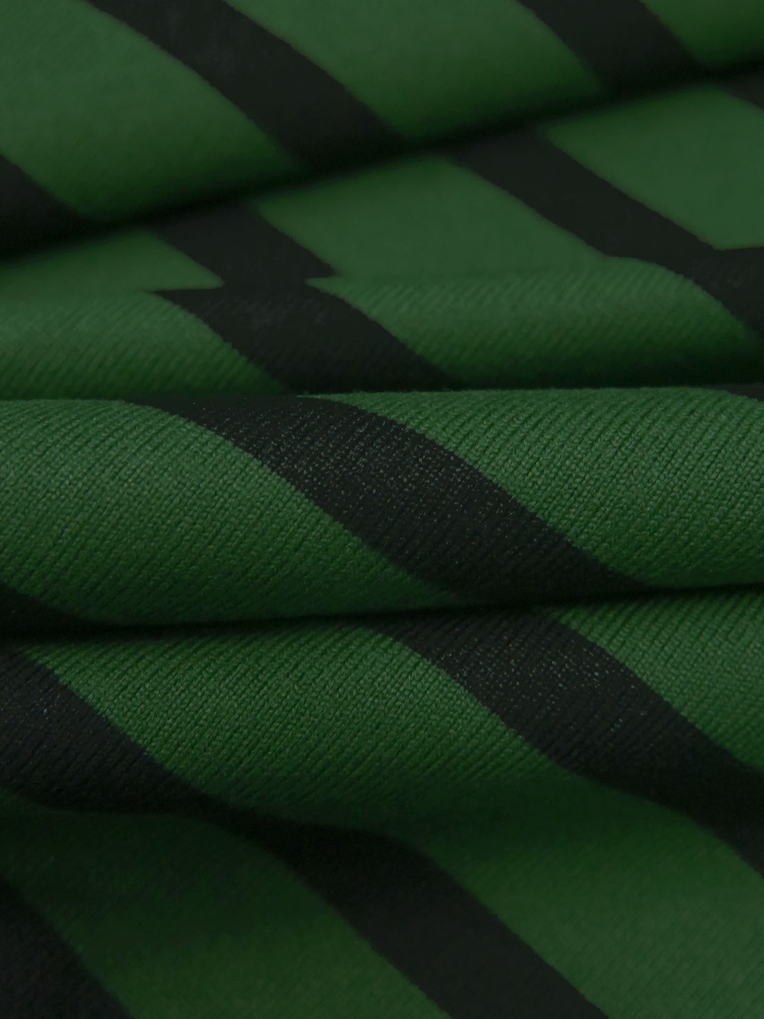 Hunter Green/Black Recycled Polyester/Spandex Horizontal Stripe Weave Activewear Knit - Corbeaux Clothing - 56W