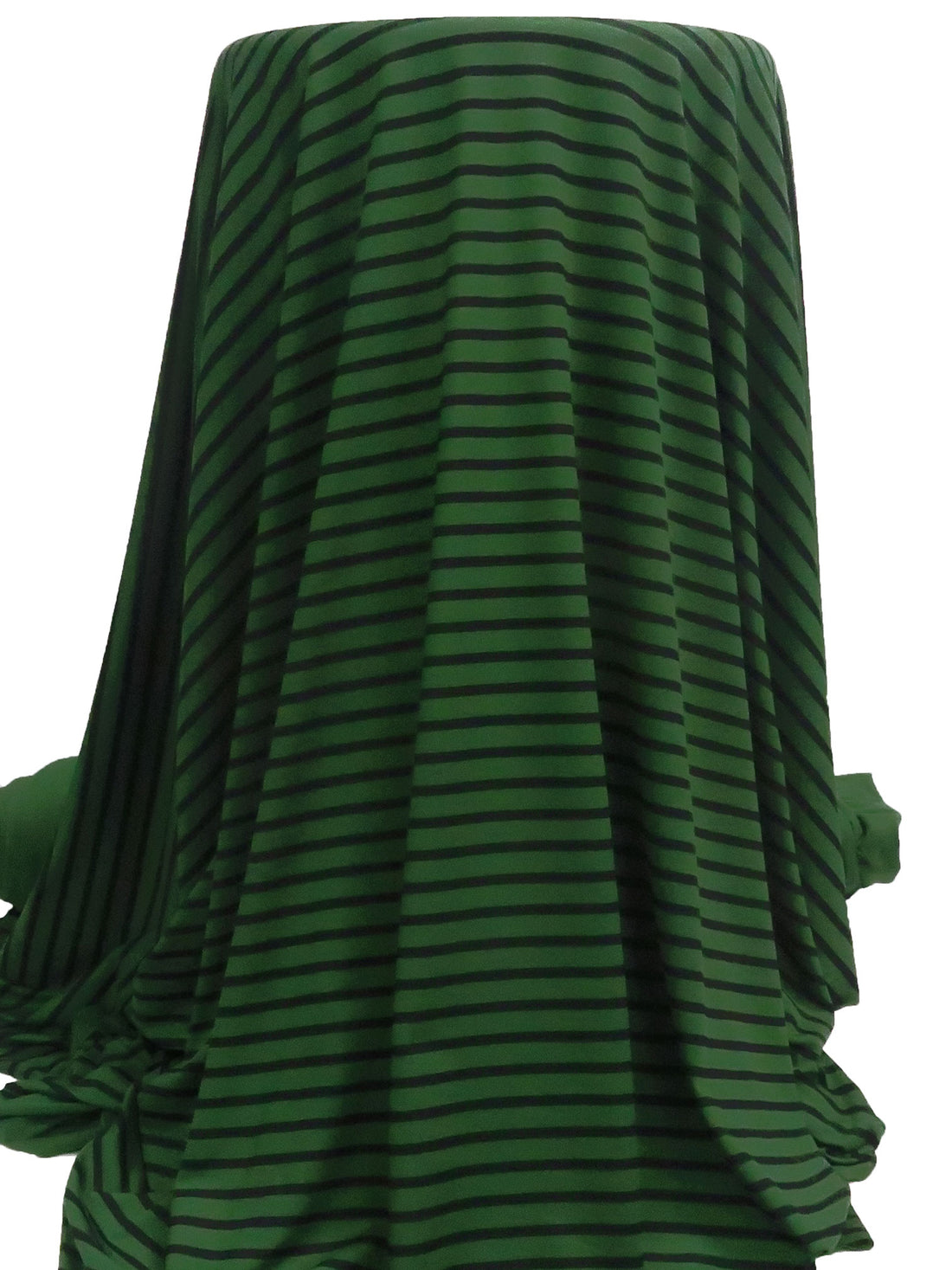 Hunter Green/Black Recycled Polyester/Spandex Horizontal Stripe Weave Activewear Knit - Corbeaux Clothing - 56W
