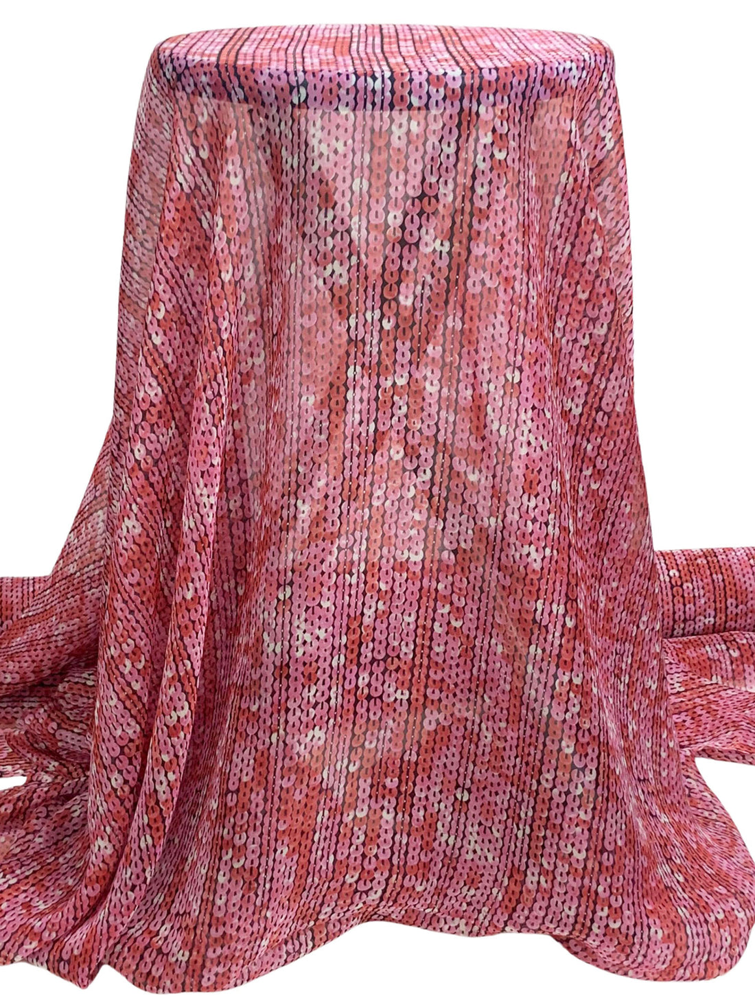 Tuscan Red/Wild Orchid/Multi 100% Silk Novelty Sequin-Look Print Chiffon 52W