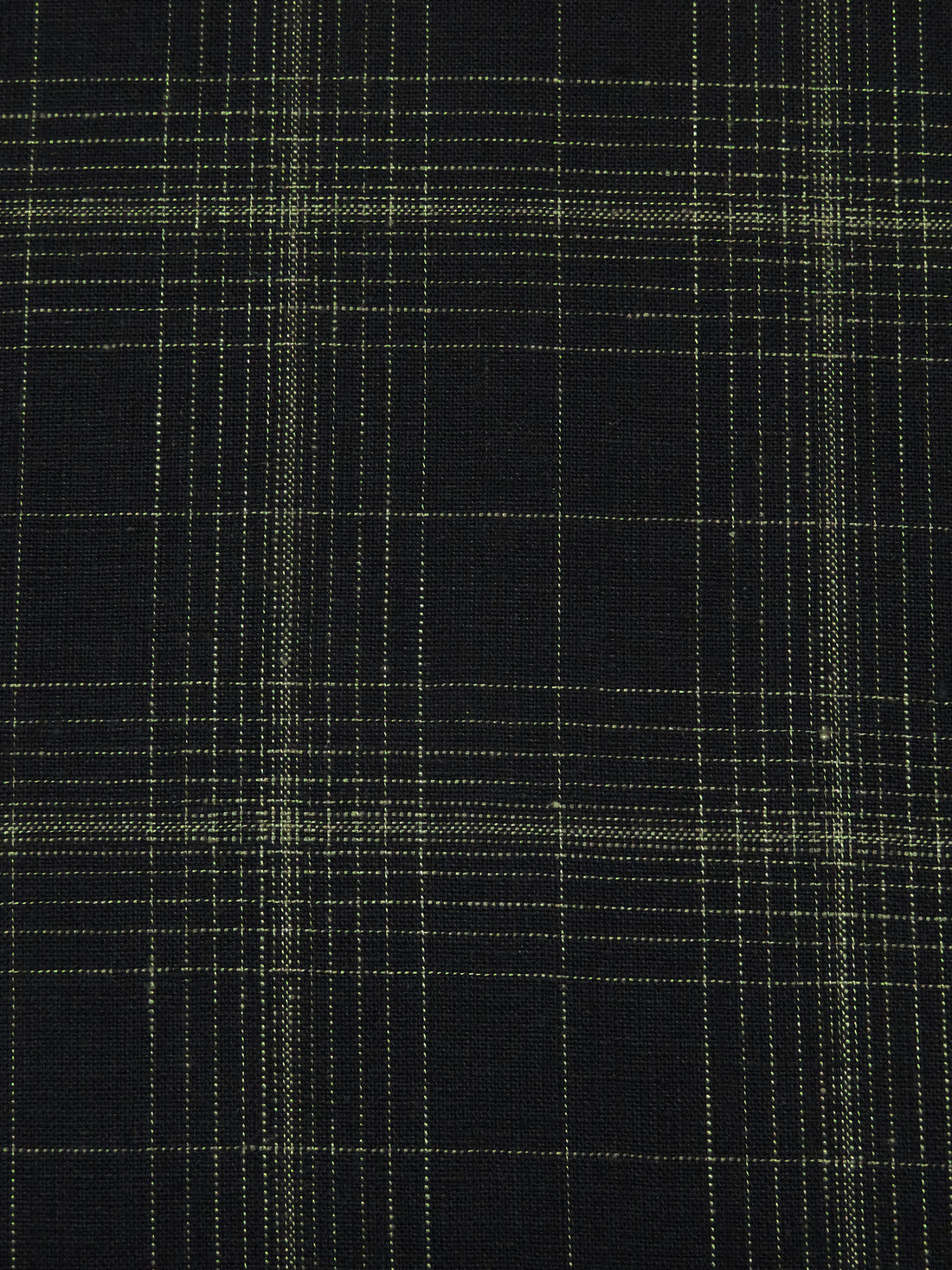 Black/Crocodile 100% Linen Plaid Weave Linen Shirting - European Mill - 60W