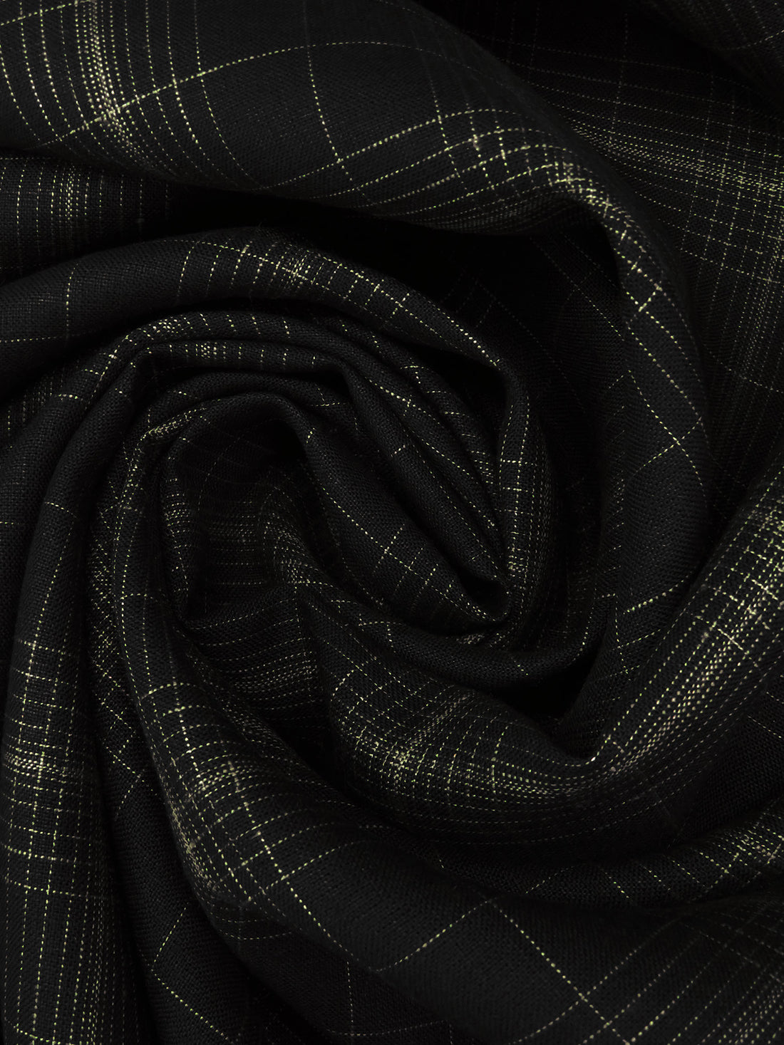 Black/Crocodile 100% Linen Plaid Weave Linen Shirting - European Mill - 60W