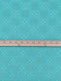 Aqua Polyester/Lycra Novelty Tile Design Lace Knit 58W