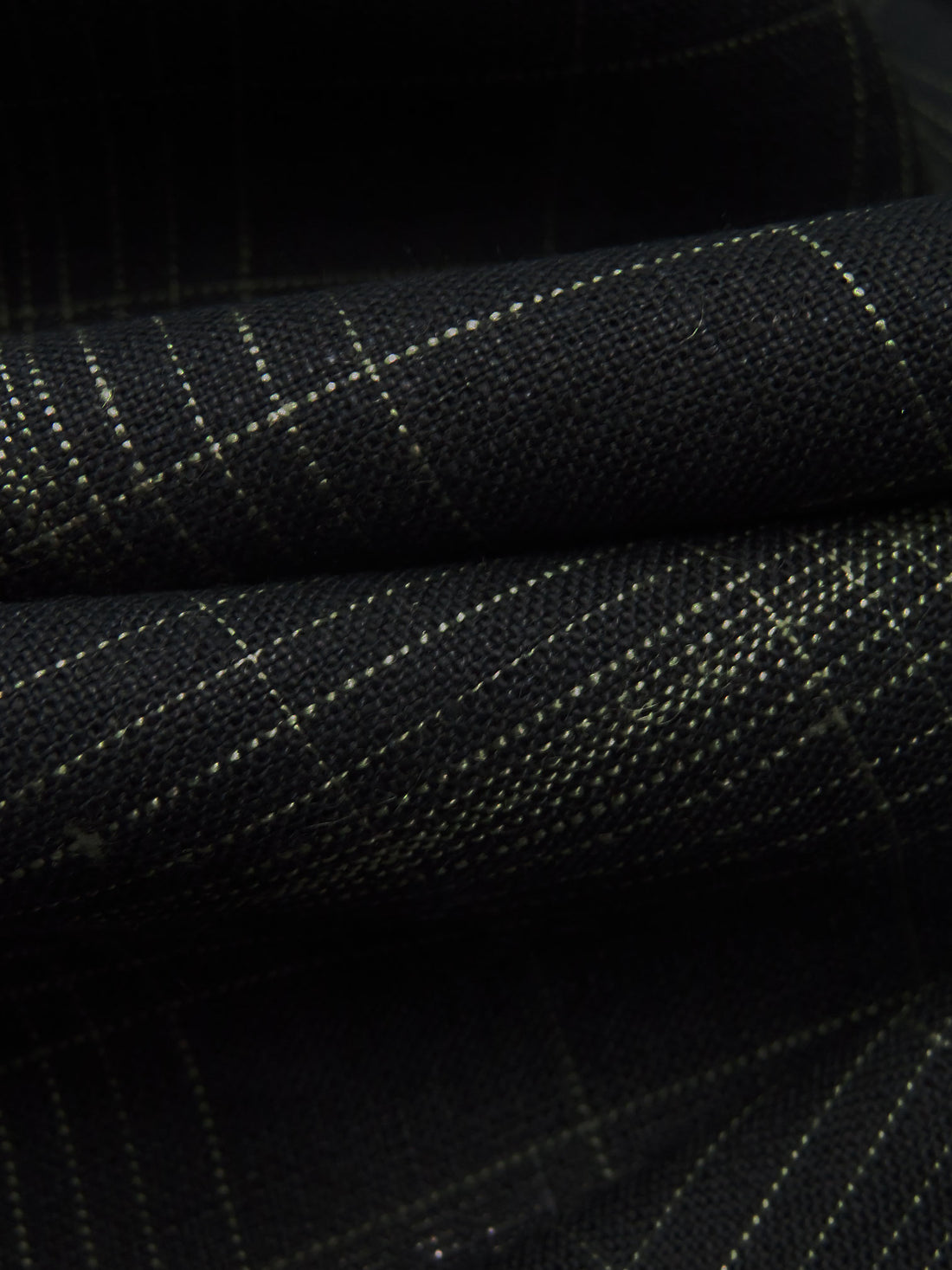 Black/Crocodile 100% Linen Plaid Weave Linen Shirting - European Mill - 60W