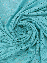 Aqua Polyester/Lycra Novelty Tile Design Lace Knit 58W