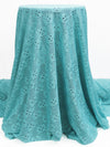 Aqua Polyester/Lycra Novelty Tile Design Lace Knit 58W