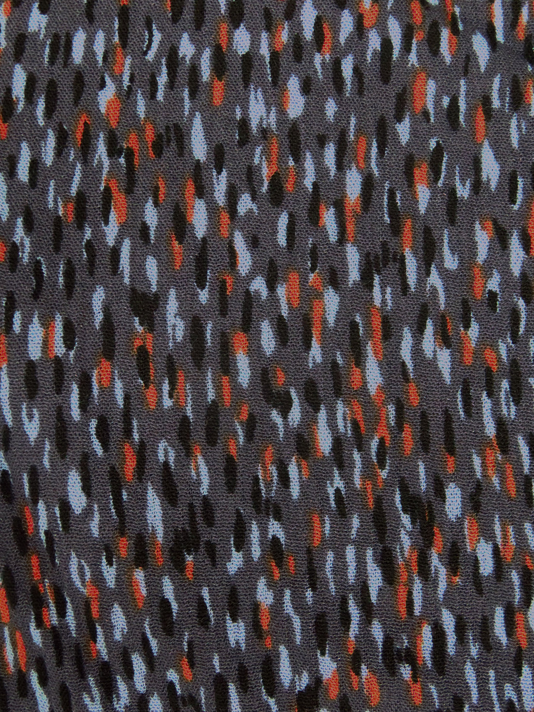 Dark Slate/Black/Rust/Blue Gray 100% Rayon Falling Dashes Print Crinkle Challis 52W
