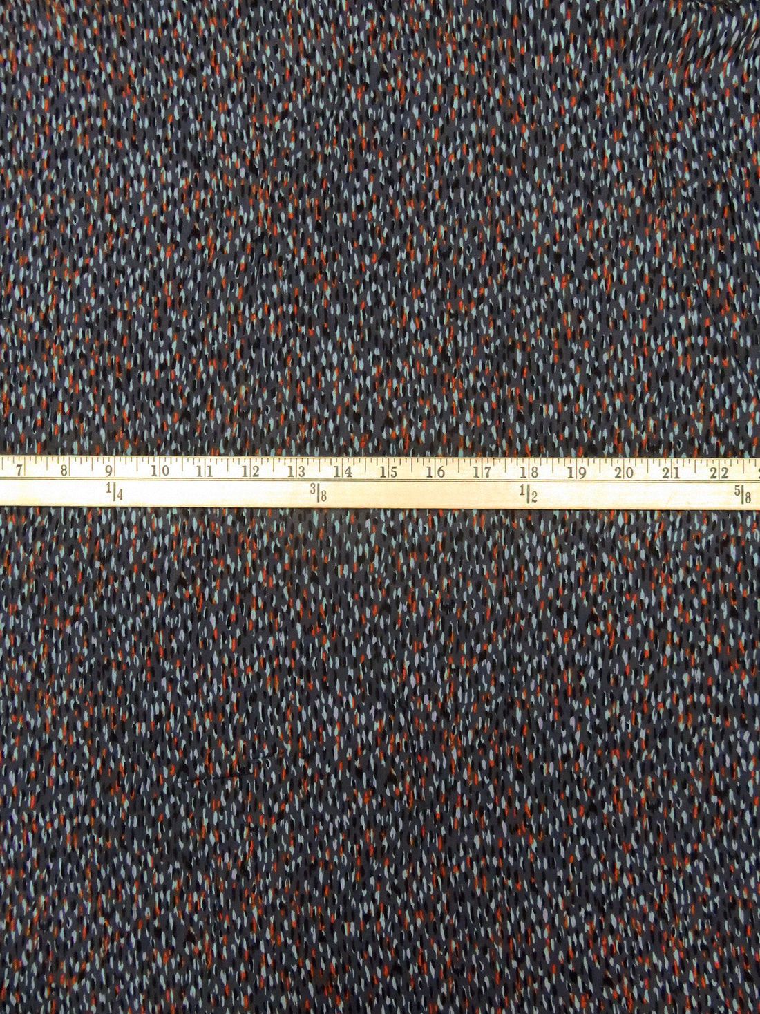 Dark Slate/Black/Rust/Blue Gray 100% Rayon Falling Dashes Print Crinkle Challis 52W