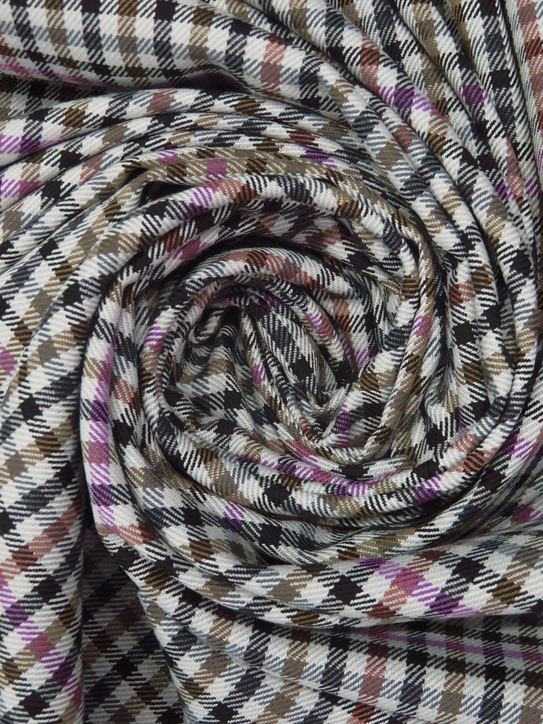 Palest Gray/Orchid/Black/Taupe Polyester/Rayon/Lycra Plaid Check Weave Stretch Suiting - NY Designer - 54W