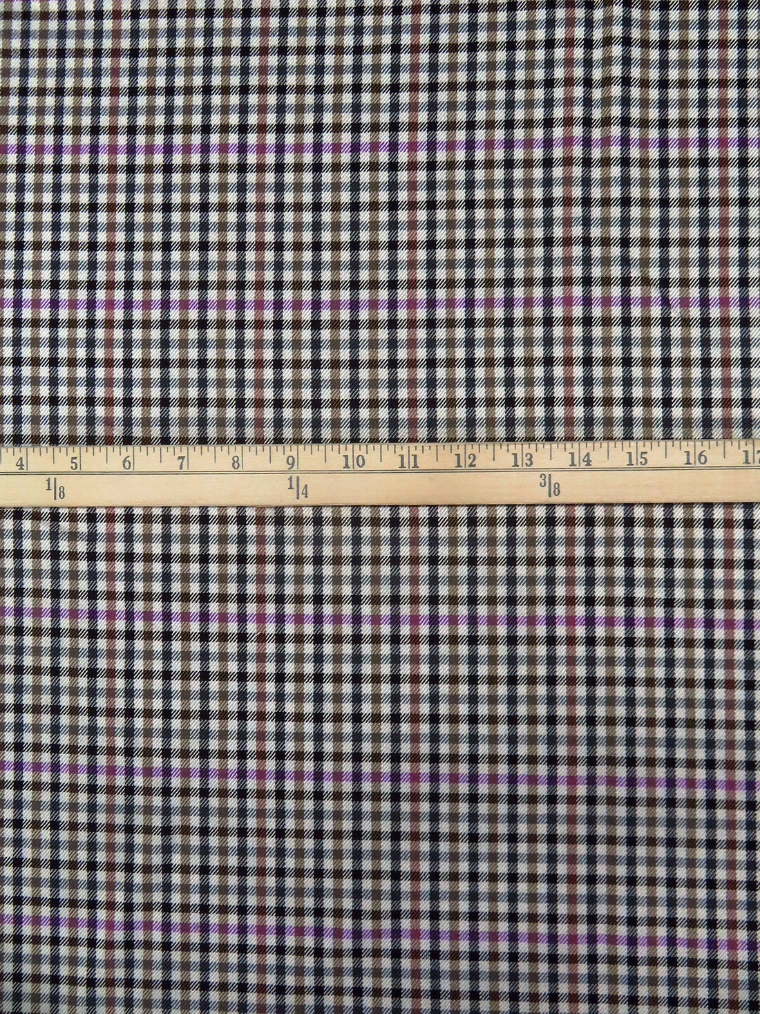 Palest Gray/Orchid/Black/Taupe Polyester/Rayon/Lycra Plaid Check Weave Stretch Suiting - NY Designer - 54W