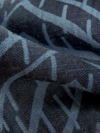 Indigo Blue/Ink Tencel/Cotton Blend Large Zig Zag Print Chambray - LA Designer - 60W