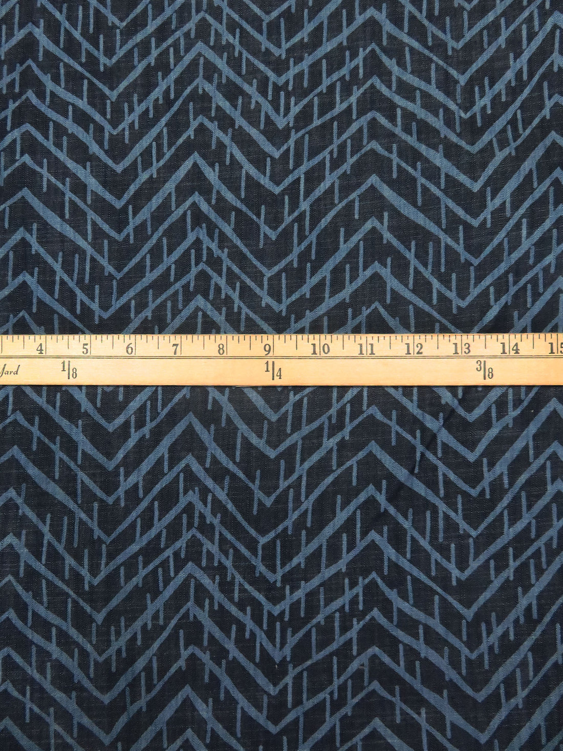 Indigo Blue/Ink Tencel/Cotton Blend Large Zig Zag Print Chambray - LA Designer - 60W