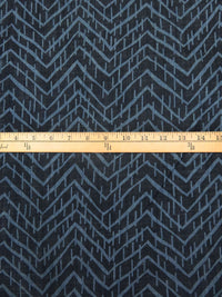 Indigo Blue/Ink Tencel/Cotton Blend Large Zig Zag Print Chambray - LA Designer - 60W