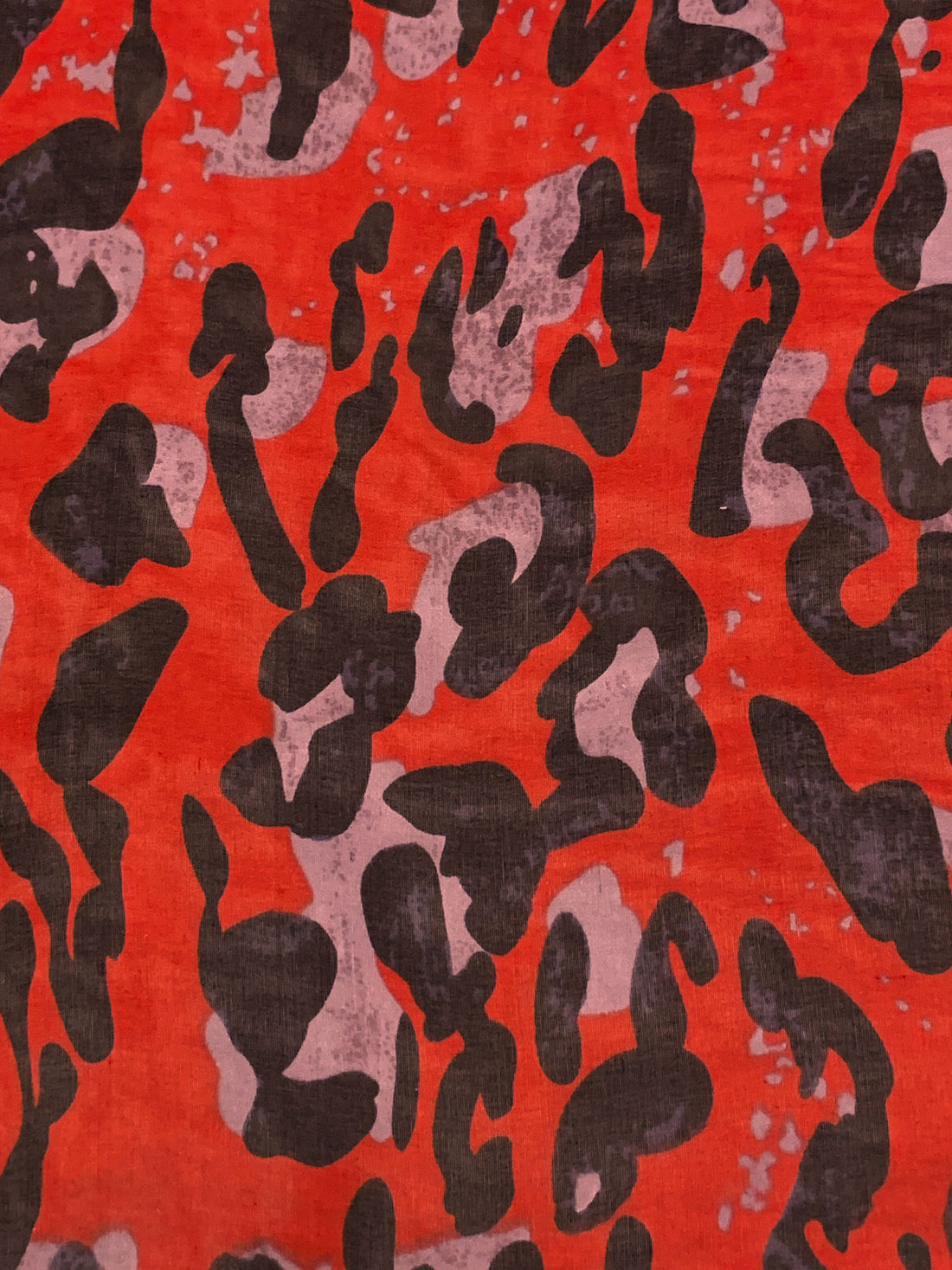 Maximum Red/Black/Old Rose 100% Silk Animal Print Chiffon 52W