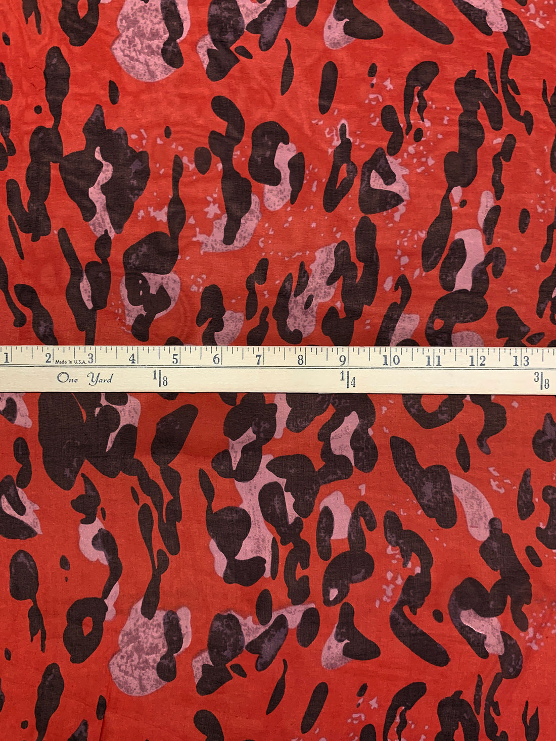 Maximum Red/Black/Old Rose 100% Silk Animal Print Chiffon 52W