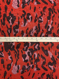 Maximum Red/Black/Old Rose 100% Silk Animal Print Chiffon 52W