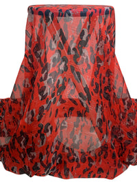 Maximum Red/Black/Old Rose 100% Silk Animal Print Chiffon 52W