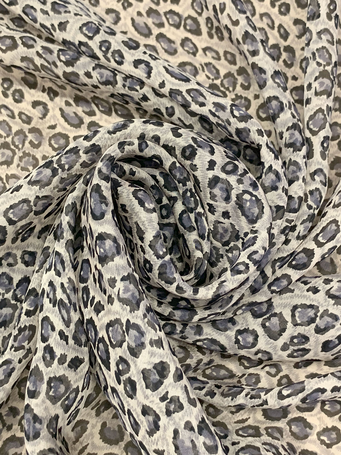 Antique Off-White/Old Lavender/Black 100% Silk Animal Print Chiffon 54W