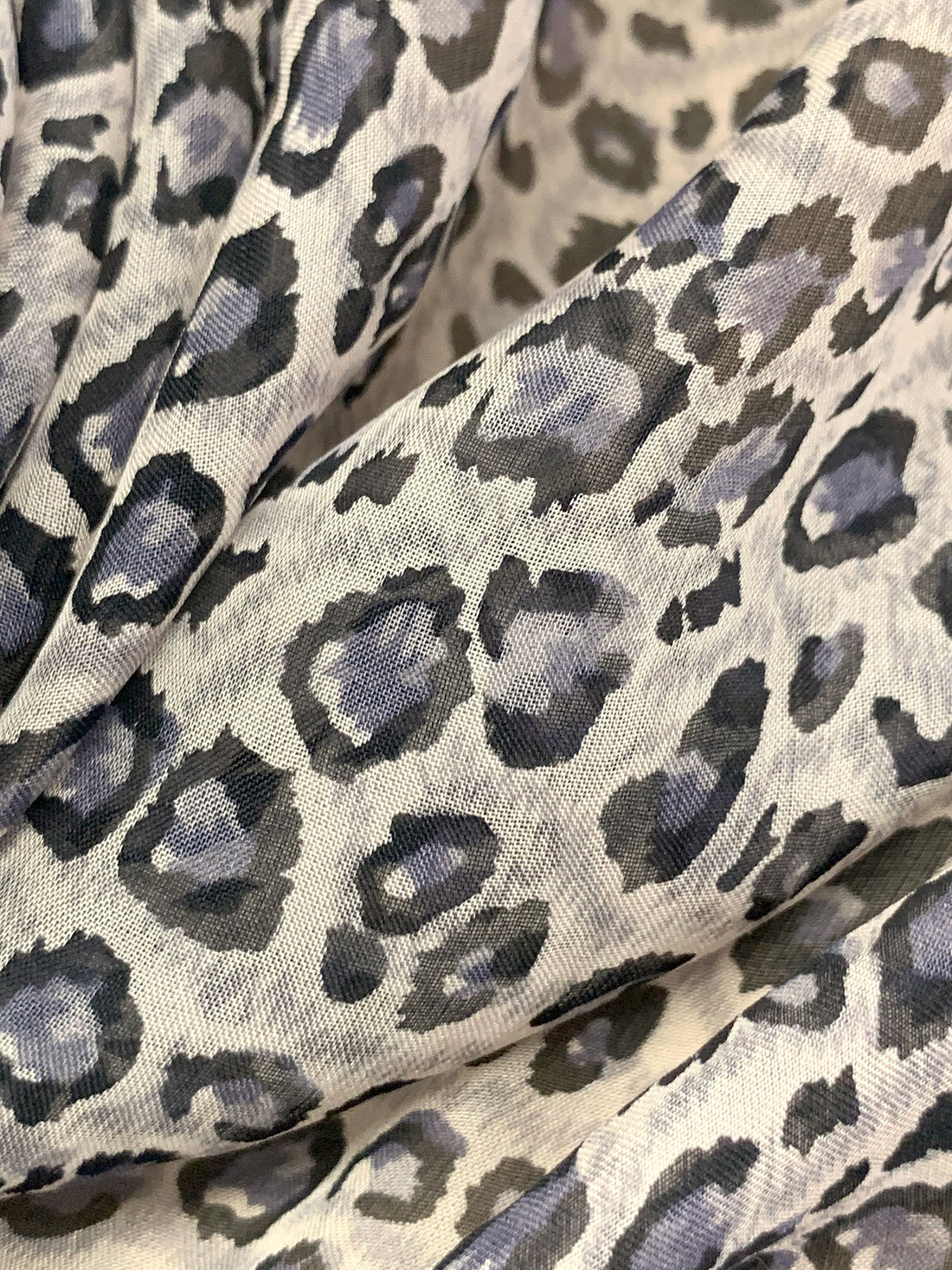 Antique Off-White/Old Lavender/Black 100% Silk Animal Print Chiffon 54W