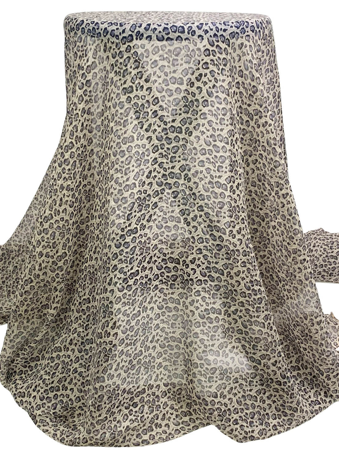 Antique Off-White/Old Lavender/Black 100% Silk Animal Print Chiffon 54W