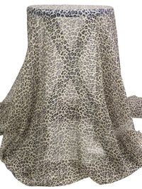 Antique Off-White/Old Lavender/Black 100% Silk Animal Print Chiffon 54W