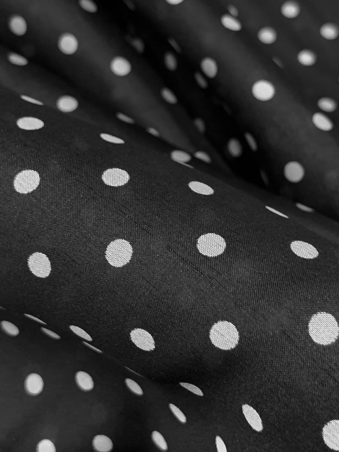 SOLD AS IS ONLY - Black/White Cotton/Silk Polka Dot Voile 53W
