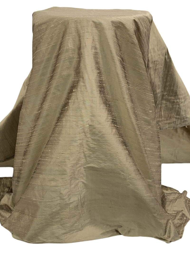 Muted Golden Tan 100% Silk Iridescent Dupioni 54W