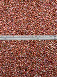 Rust/Tan/Dark Brown/Lilac 100% Rayon Falling Dashes Print Crinkle Challis 50W