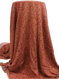 Rust/Tan/Dark Brown/Lilac 100% Rayon Falling Dashes Print Crinkle Challis 50W