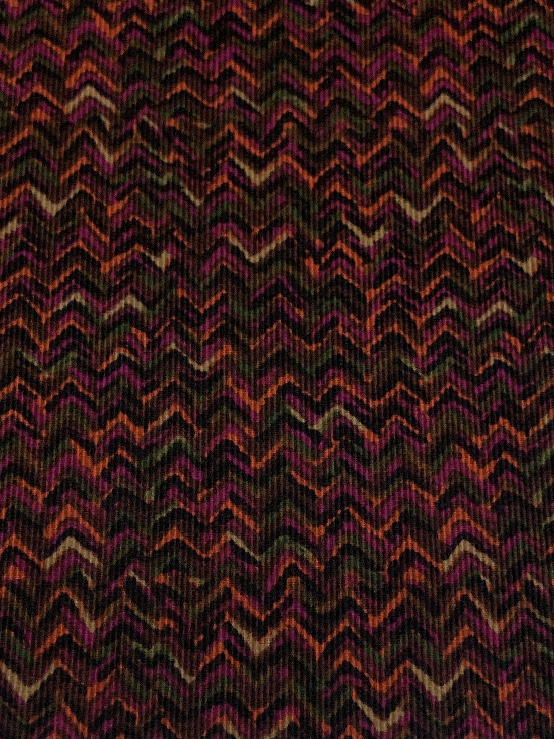 Old Mauve/Chestnut/Black 100% Cotton Broken Chevron-Look Print Pinwale Corduroy - NY Designer - 42W