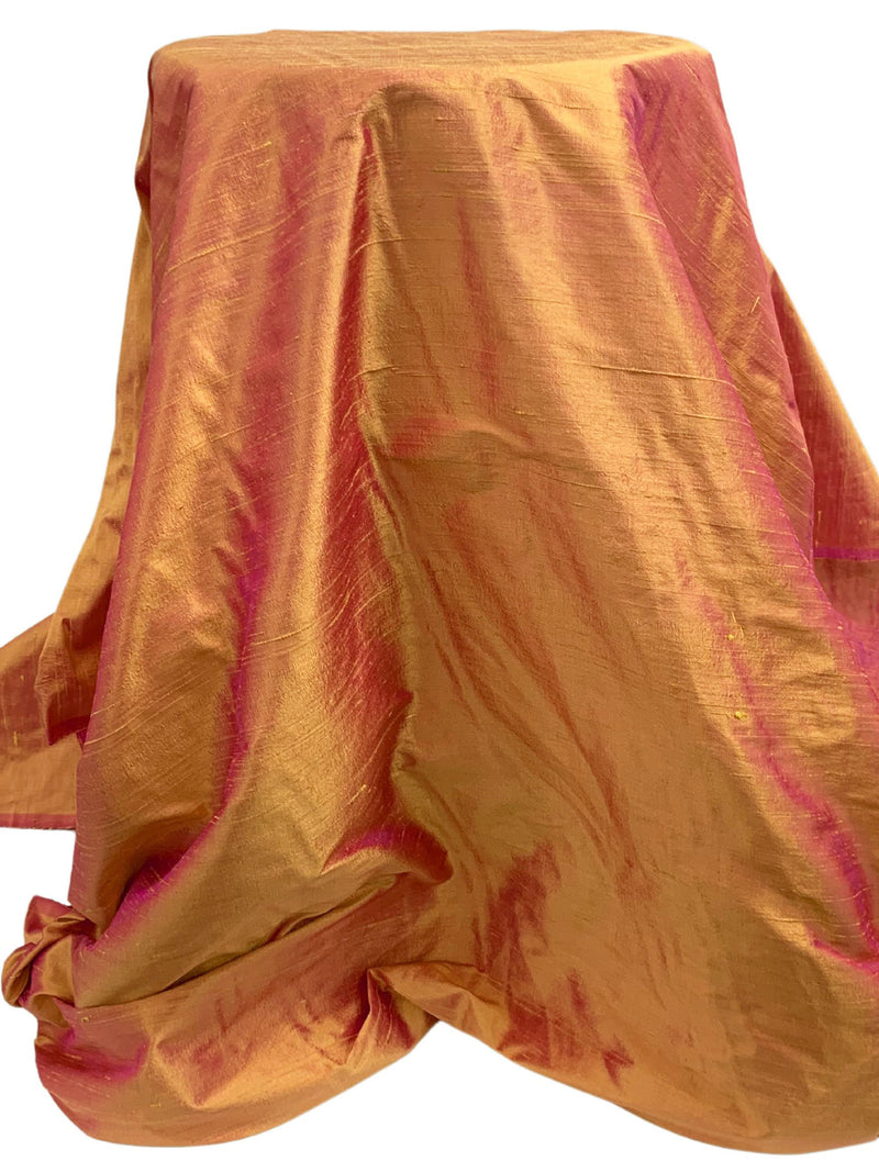 Persian Orange 100% Silk Iridescent Dupioni 54W