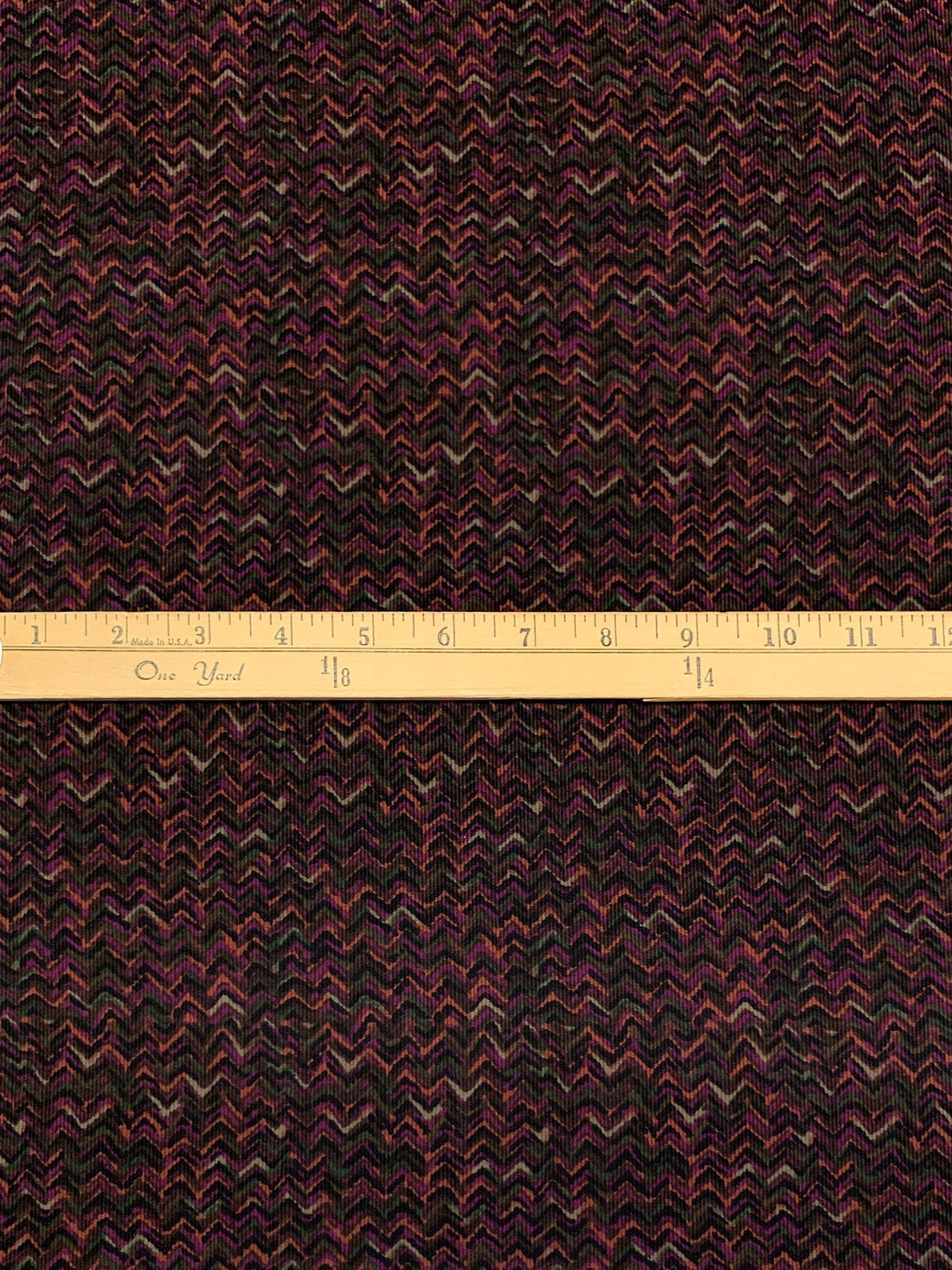 Old Mauve/Chestnut/Black 100% Cotton Broken Chevron-Look Print Pinwale Corduroy - NY Designer - 42W
