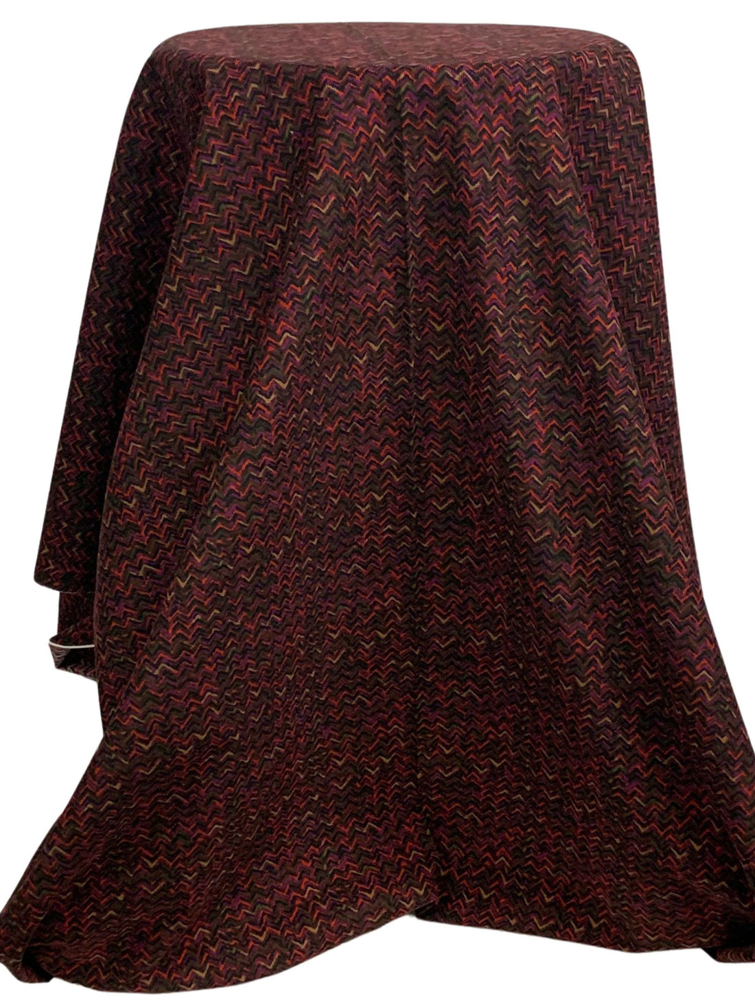 Old Mauve/Chestnut/Black 100% Cotton Broken Chevron-Look Print Pinwale Corduroy - NY Designer - 42W