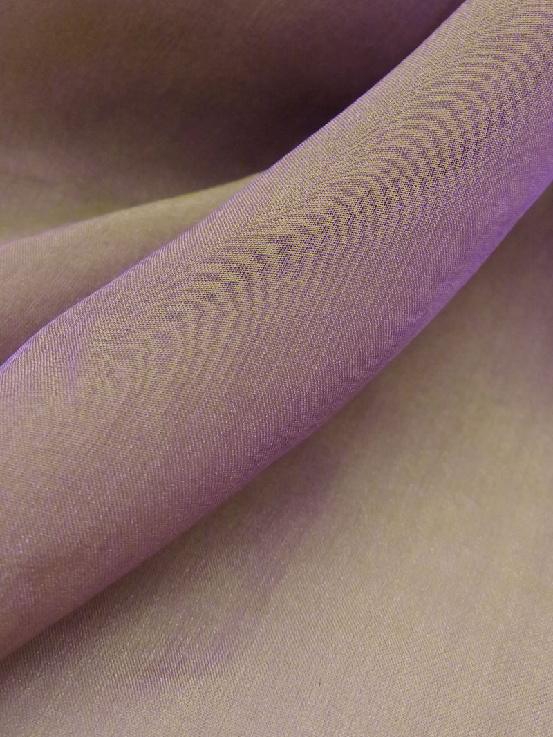 Lilac/Olive 100% Silk Iridescent Chiffon 54W