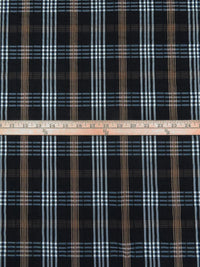 Black/Beige/Raw Sienna Cotton/Lycra Yarn-Plaid Weave Stretch Shirting - NY Designer - 52W