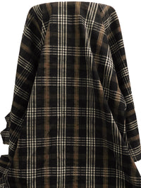 Black/Beige/Raw Sienna Cotton/Lycra Yarn-Plaid Weave Stretch Shirting - NY Designer - 52W