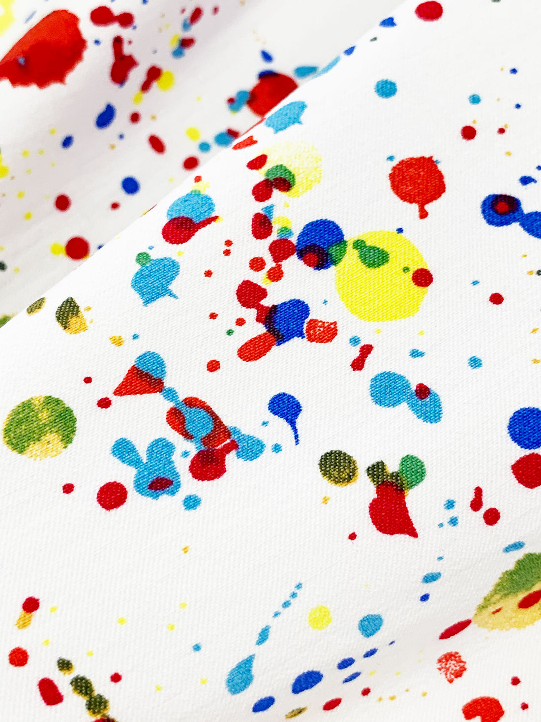 White/Yellow/Blue/Multi Rayon/Nylon/Lycra Paint Splatter Print Stretch Bengaline Suiting 57W