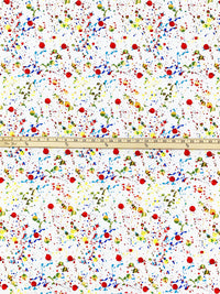 White/Yellow/Blue/Multi Rayon/Nylon/Lycra Paint Splatter Print Stretch Bengaline Suiting 57W