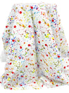 White/Yellow/Blue/Multi Rayon/Nylon/Lycra Paint Splatter Print Stretch Bengaline Suiting 57W