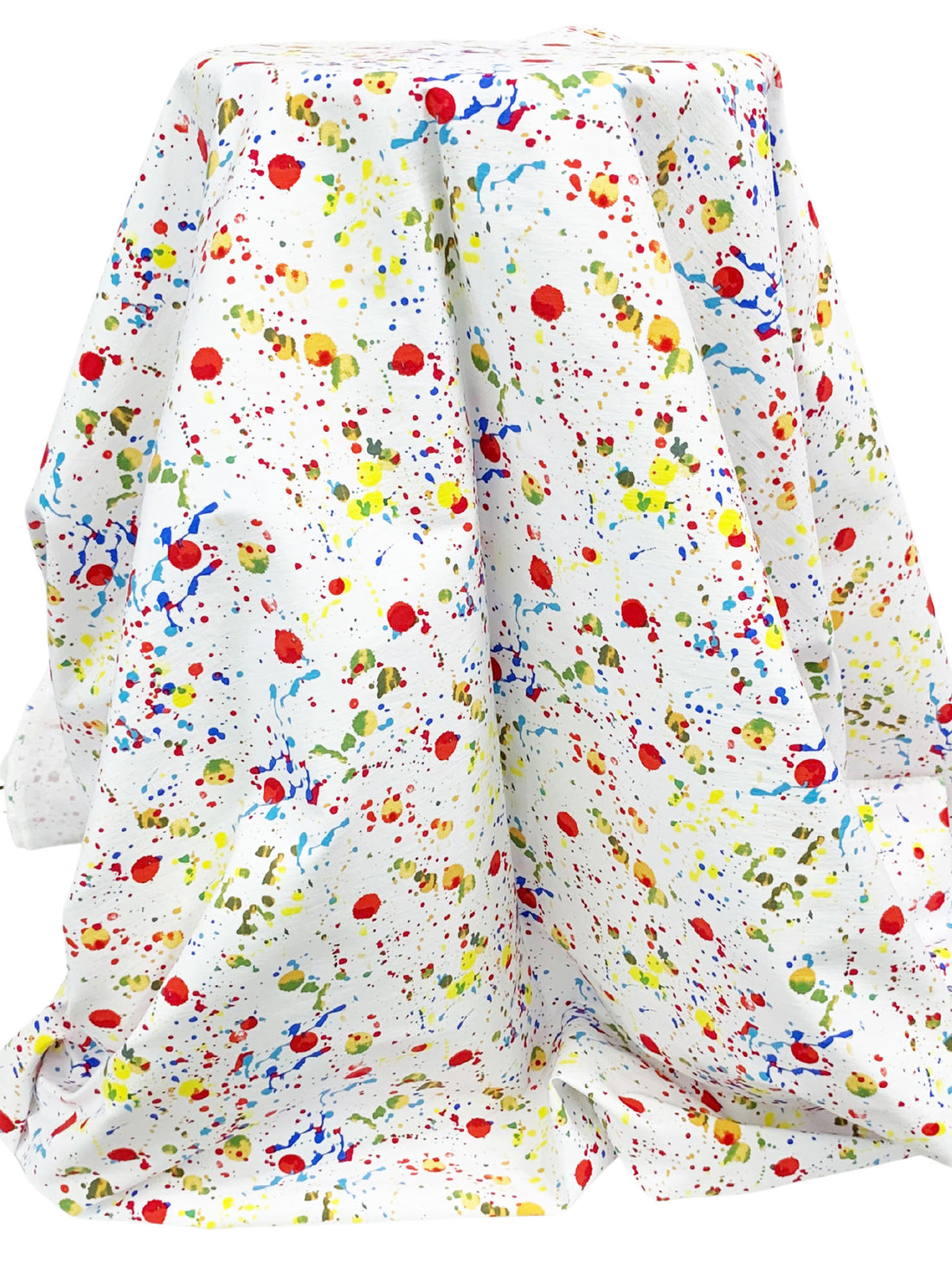 White/Yellow/Blue/Multi Rayon/Nylon/Lycra Paint Splatter Print Stretch Bengaline Suiting 57W
