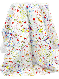 White/Yellow/Blue/Multi Rayon/Nylon/Lycra Paint Splatter Print Stretch Bengaline Suiting 57W