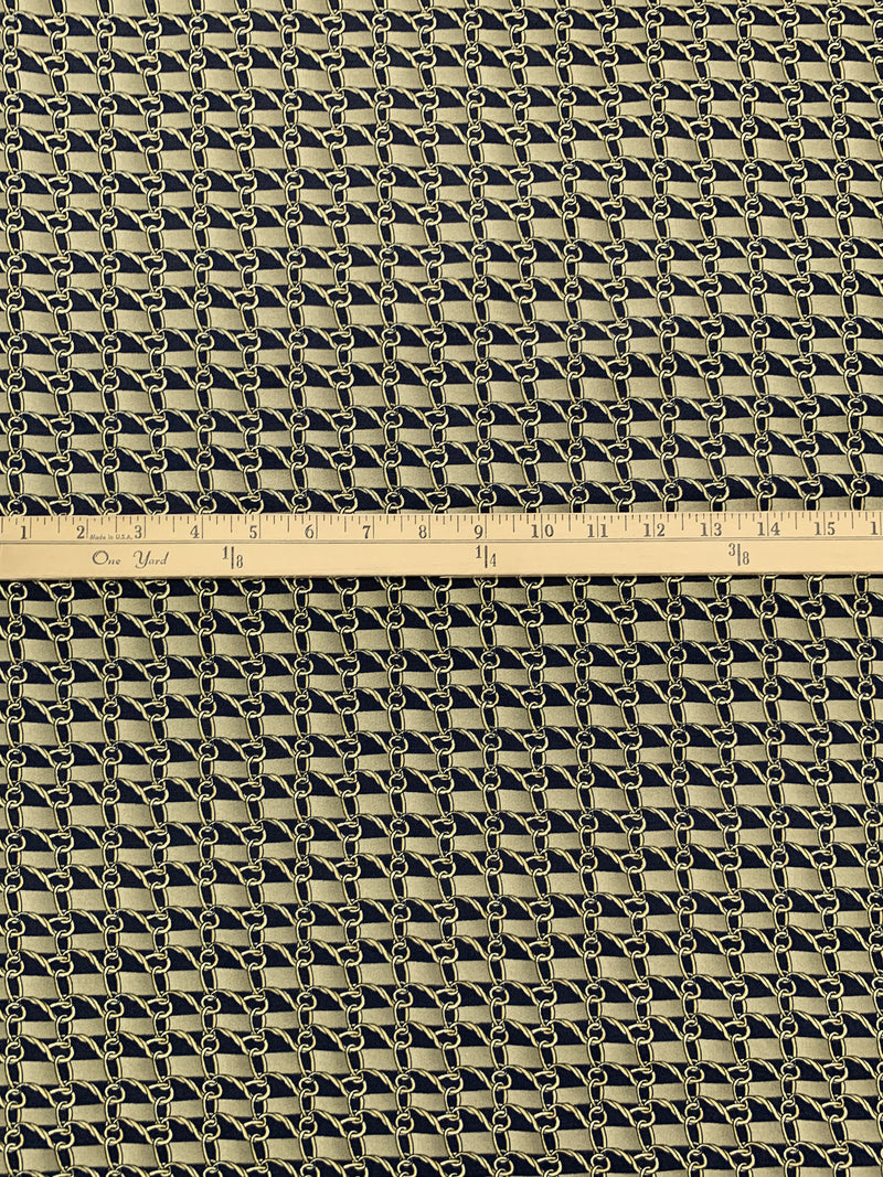 Misty Moss/Black/Pale Goldenrod Rayon/Nylon/Lycra Belt Loops Print Stretch Bengaline Suiting 57W