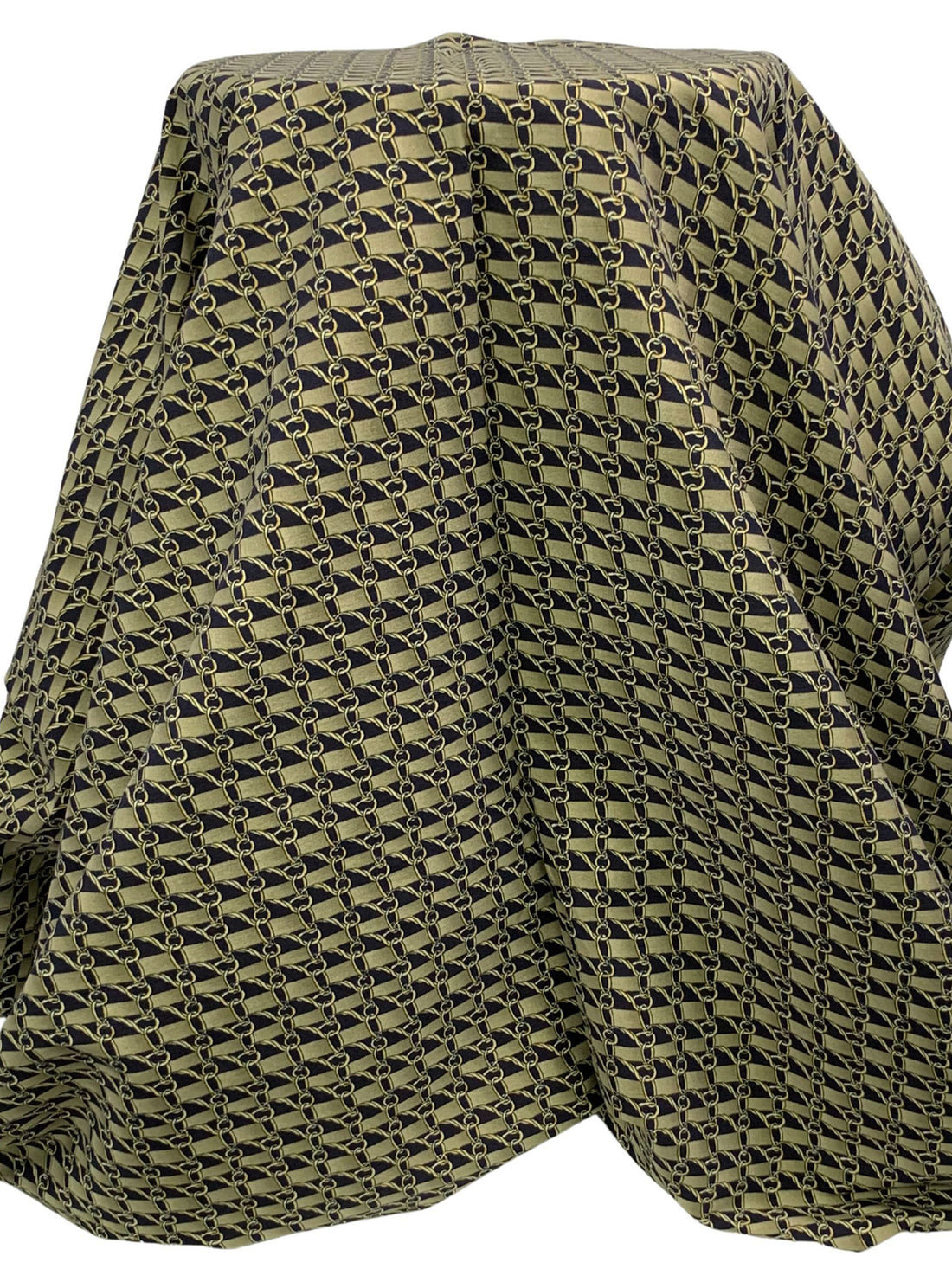 Misty Moss/Black/Pale Goldenrod Rayon/Nylon/Lycra Belt Loops Print Stretch Bengaline Suiting 57W