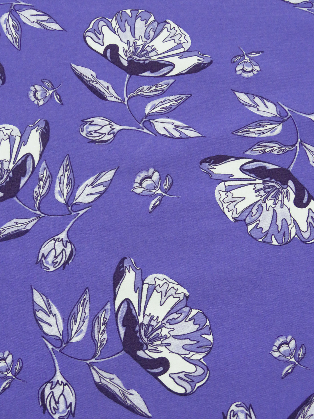 Liberty Purple/Periwinkle/White/Multi Rayon/Nylon/Lycra Floral Stem Print Stretch Bengaline Suiting - NY Designer - 56W