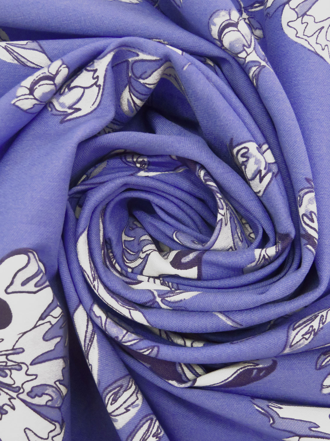 Liberty Purple/Periwinkle/White/Multi Rayon/Nylon/Lycra Floral Stem Print Stretch Bengaline Suiting - NY Designer - 56W