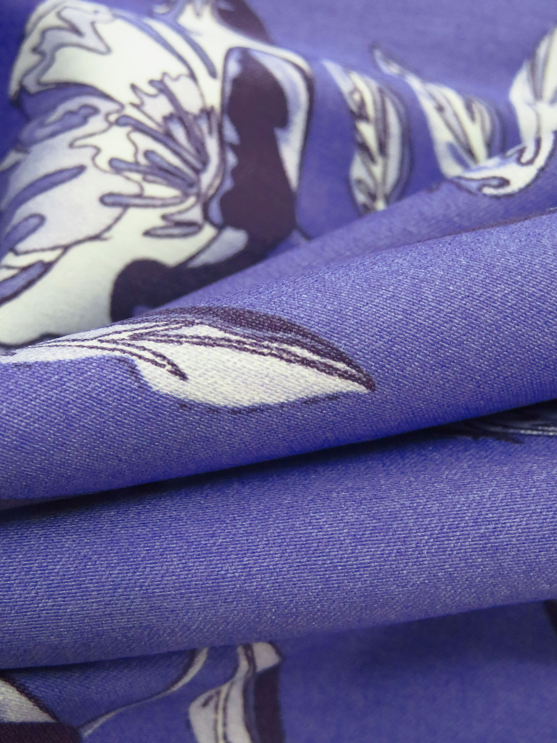 Liberty Purple/Periwinkle/White/Multi Rayon/Nylon/Lycra Floral Stem Print Stretch Bengaline Suiting - NY Designer - 56W