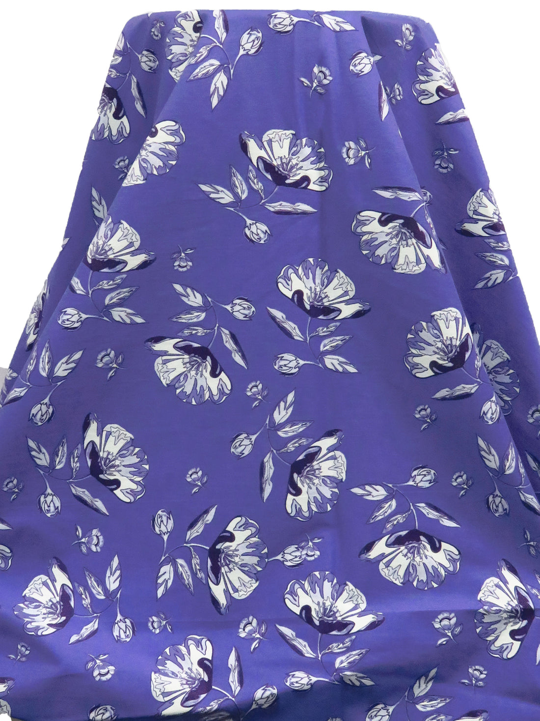 Liberty Purple/Periwinkle/White/Multi Rayon/Nylon/Lycra Floral Stem Print Stretch Bengaline Suiting - NY Designer - 56W