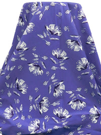 Liberty Purple/Periwinkle/White/Multi Rayon/Nylon/Lycra Floral Stem Print Stretch Bengaline Suiting - NY Designer - 56W