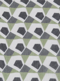 Pickle Green/White/Black 100% Silk Geometric Print Chiffon - NY Designer - 53W