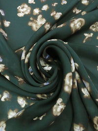 Deep Pine Green/Periwinkle/Cedar Brown/Multi 100% Silk Painterly Floral Print Double Georgette - NY Designer - 53W